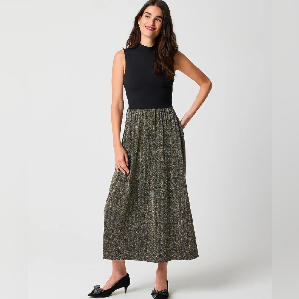 J. Crew Women's Mockneck mixed-media sparkle dress #28